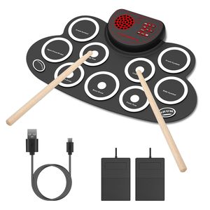 Set di Batteria Elettronica Pieghevole a 10 Pad, Kit in Silicone con Bacchette e Jack per Cuffie - Product Image 1