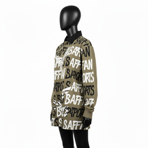 Maillot de rugby pour femme en coton lourd, jersey tricoté, vert olive, panneaux de col noirs, impression de logo personnalisé, maillot de rugby pour femme en coton - Product Image 4