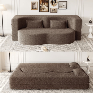 Moderno Materasso Pieghevole da 15 Pollici, Convertibile in Divano Letto, in Tessuto Teddy con Imbottitura in Schiuma, 2 Cuscini, Divano Elegante - Product Image 2