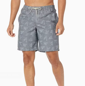 Short de bain pour hommes, imprimé pissenlit vert, taille avec cordon de serrage, séchage rapide, vêtements de bain décontractés, longueur courte, en polyester - Product Image 2
