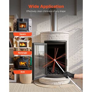 Kit de Limpieza de Chimeneas Extensible de 26 Pies, Cepillo de Longitud Máxima para Limpieza de Chimeneas, Gafas Protectoras, Accesorios para Chimeneas de 90 Grados - Product Image 6
