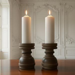 Candelabro de Madera de Mango Rústico Resistente al Calor, en Forma de Cilindro, Hecho a Mano, Centro de Mesa para Decoración del Hogar, Bodas, Hoteles y Restaurantes - Product Image 2