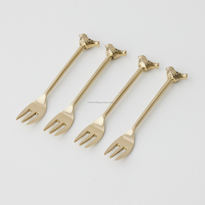 VENTE CHAUDE Oiseau poignée 4 Pièce Cocktail ou Dessert Métal Fourchette Ensemble Pour Restaurant Hôtel & Cadeaux - Product Image 3
