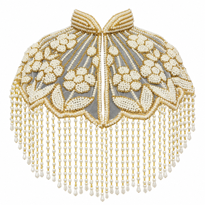 Capa de Nailon con Cuentas Plateadas y Adornos de Cristal, Flecos Largos, Elegante, para Fiesta, Disfraz, Boda, Modelo Conifer Hecho a Mano, Talla 36 - Product Image 1