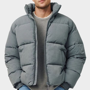 Puffer <b>Jacket</b> 100% Nylon Stand Collar Patchwork Design Hooded <b>Waterproof</b> <b>Winter</b> Unisex - Product Image 1