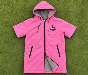 Parka de bain imperméable unisexe personnalisée à capuche, séchage rapide, robe de change à manches courtes et fermeture éclair intégrale pour la natation, le surf, la plage et les activités de plein air - Product Image 6