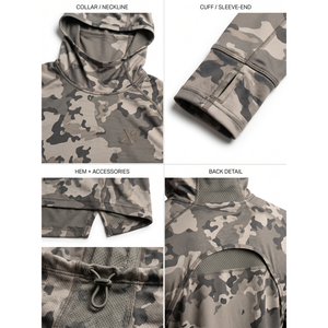 Sweat à capuche de pêche camouflage UPF 50+ personnalisé avec masque intégré, séchage rapide, antibactérien, respirant, manches longues, unisexe - Product Image 4