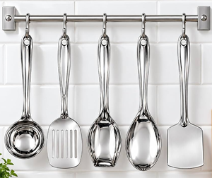 Cuillère de cuisine en acier inoxydable, design moderne et élégant, ensemble d'ustensiles de cuisine de qualité supérieure, ensemble de cuillères de cuisine à prix avantageux - Product Image 6