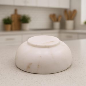 Premium Decorative Natural Marble Bowl <b>White</b> Stone Fruit Bowl For Kitchen and <b>Tables</b> at Affordable Price - Product Image 3