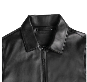 Custom OEM Men's <b>Real</b> Leather Jacket Wholesale Genuine <b>Sheepskin</b> Zipper Bomber Jacket Casual Turn Down Collar Moto <b>Coat</b> - Product Image 3
