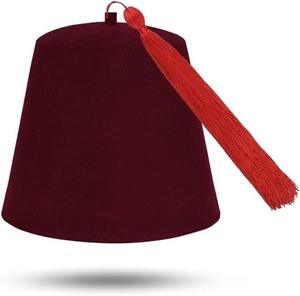 Gorro Fez Masónico Liso - Lana Marrón con Varios Colores de Borlas Hecho con Lana Marrón de Alta Calidad - Product Image 3