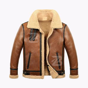 Oversized Genuine Sheepskin <b>Leather</b> Coat for Men <b>Jackets</b> Silk Zipper Striped for Spring <b>Winter</b> Men's <b>Jackets</b> - Product Image 1