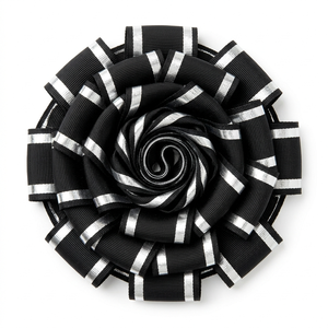 25mm Black Silver Metallic Ribbon Wholesale for Event Decoration Stage Backdrop Styling Gift Packaging and Craft Supplies - Product Image 1