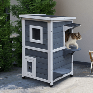 Casa de Madera para Gatos, Árbol para Gatos, Torre de Escalada para Gatos de Interior, Solución Elegante y Funcional para Almacenamiento y Refugio - Product Image 1