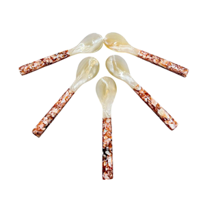 Natural Sea Shell Caviar Spoon Fish Flower Art Long Handle <b>Mirror</b> Polished Finish Custom Branding Engraveable Storage - Product Image 2