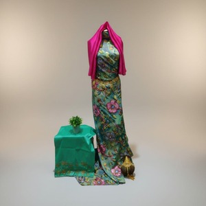 Vestido de Novia de Tela de Terciopelo de Seda con Brillo Dorado Intrincado, Jacquard Floral, Estilo Somalí Maqbal Dirac, Lujoso y con Encanto Discreto - Product Image 1