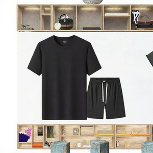 Conjunto Deportivo de Verano para Hombre, Transpirable, de Poliéster y Algodón, Camiseta y Pantalones Cortos de Punto, Ropa Casual para Gimnasio, con Logotipo Personalizado - Product Image 3