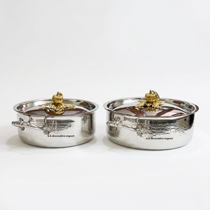Food Safe Hammered Stainless Steel Serving Pot with Gold <b>Pumpkin</b> Lid Handle Handcrafted Royal <b>Casserole</b> for Wedding & Home Decor - Product Image 2