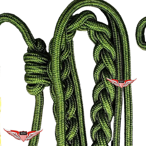 Green <b>Braided</b> Aiguillette Shoulder <b>Cord</b> Aiguillette <b>Cord</b> With Brass Tip Metallic Gold Tip - Product Image 3