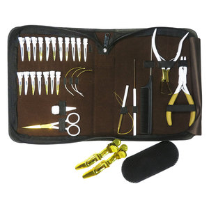 100% Surgical Grade Hair Extension Tool Kit with White/Gold Pliers Scissors Comb Loop <b>Needle</b> and Sectioning Clips in Zipper <b>Case</b> - Product Image 2