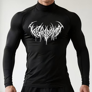 Camiseta de Compresión de Cuello Alto para Hombre, para BJJ, MMA, Surf, Gimnasio, Ropa Deportiva Elástica, Ropa de Entrenamiento de Artes Marciales - Product Image 3