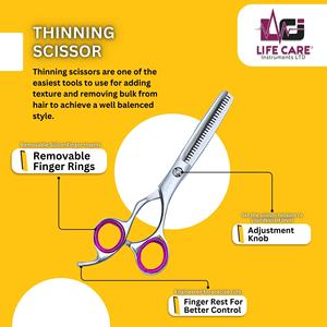 กรรไกรซอยผมคุณภาพพรีเมียมจากญี่ปุ่น กรรไกรสำหรับทำเท็กซ์เจอร์แบบมืออาชีพ พร้อมแหวนนิ้วถอดได้ โดย Life Care Instruments - Product Image 4