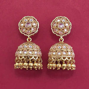 Achetez en ligne des Jhumki antiques de qualité export avec placage or 233105 - Product Image 6