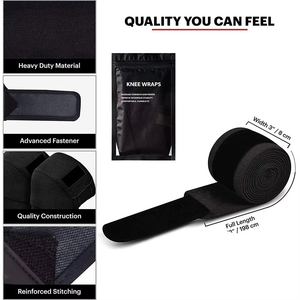 Powerlifting <b>Knee</b> Wrap Elastic Bandage <b>Compression</b> <b>Knee</b> <b>Support</b> Strap for Gym Weightlifting & Strength Training Fitness Safety - Product Image 2