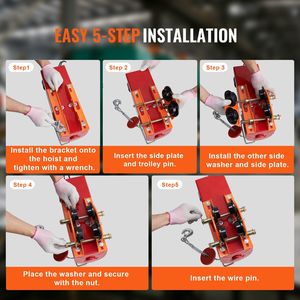 Carrello Elettrico Manuale con Capacità di 1100 Libbre/0,5 Tonnellate, Modelli PA200 PA250 PA300 PA400 PA500, Carrello a Doppia Ruota per Sollevamento - Product Image 5