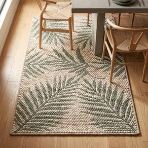 Tapis de sol moderne en laine beige crème et vert sauge, tissé à la main, texturé, antidérapant, à poils moyens, très demandé - Product Image 4