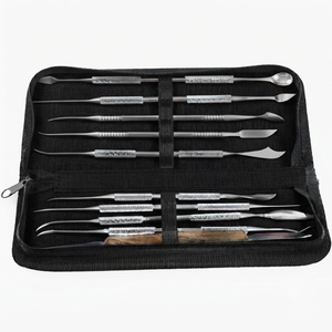 10pcs/<b>set</b> Metal Manual Dental Wax Carving Tools Spatula <b>Plaster</b> Knife Practical Versatile Teeth Whitening Kit Dentistry - Product Image 1