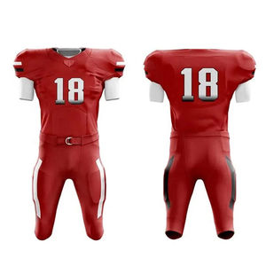 ชุดยูนิฟอร์มอเมริกันฟุตบอลคุณภาพสูง ผลิตในปากีสถาน ลายพิมพ์แบบสั้น 100% โพลีเอสเตอร์ สีและโลโก้ปรับแต่งได้ บริการ OEM - Product Image 1