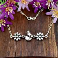 Collier en argent sterling 925 avec pendentif en jaspe cheval sauvage, style bohème, motif floral en forme de goutte d'eau, bijoux fins de style sud-ouest américain