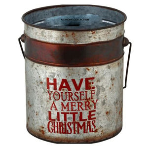 Seau de Noël en métal galvanisé rustique, style tendance, pour sublimation vierge, décoration de Noël - Product Image 1