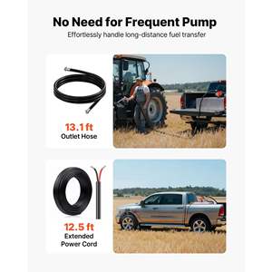 12V DC Cast Iron <b>Fuel</b> <b>Transfer</b> <b>Pump</b> Kit 15 GPM Diesel Gasoline Manual Nozzle Overheat Protection Explosion-Proof Power Cable for - Product Image 5