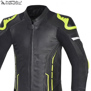 Custom Durable Lightweight Cowhide Biking Racing Black Green Color Genuine Leather High Speed Race Motorcycle Leather Suit - Product Image 5
