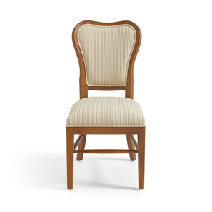 Chaise de salle à manger classique moderne en bois massif avec revêtement en tissu rayé - Product Image 1