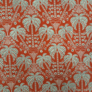 Tela Tejida Premium de Algodón Rojo con Estampado de Palmeras, Transpirable y Ligera para Confección de Vestidos, Saris y Kurtis para Niñas y Mujeres - Product Image 1