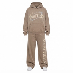 Conjunto Deportivo Casual de Dos Piezas para Mujer, Sudadera Oversize Color Taupe y Pantalones Anchos - Product Image 3