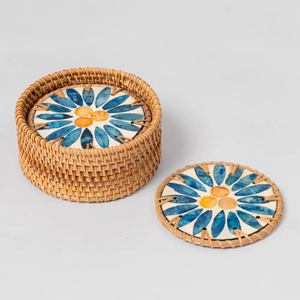 Handcrafted Mother of Pearl Inlay Coasters Hanoi's Craftsmanship From Vietnam Cozy Mats & Pads - Product Image 3