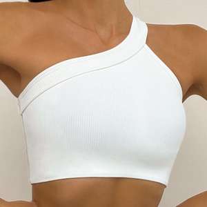 OEM 2026 Haut de soutien-gorge asymétrique pour femme, style court, design côtelé, très tendance, livraison gratuite - Product Image 5