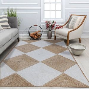 Alfombra de Yute 100% Natural y Blanca de Estilo Nórdico, Alfombra Trenzada Hecha a Mano para Decoración del Hogar, Sala de Estar, Precio de Fábrica - Product Image 5