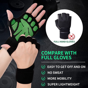 Gants d'entraînement demi-doigts avec support de poignet pour la gym, le fitness, le cyclisme, l'haltérophilie, la pêche – Respirants, en Spandex, antidérapants - Product Image 6