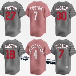 Manufacturer Dusty Pink <b>Baseball</b> Jersey Stitched Team Uniform Personalized Athletic Wear Grey Pinstripe V-neck 100% Cotton - Product Image 1