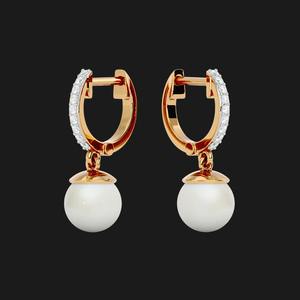 Boucles d'oreilles créoles avec perles, en argent sterling, pavé de zircons, élégantes, minimalistes, luxueuses, bijoux pour femmes, cadeau - Product Image 6