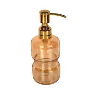 Distributeur de savon liquide en verre moderne avec pompe dorée pour accessoires de salle de bain - Product Image 1