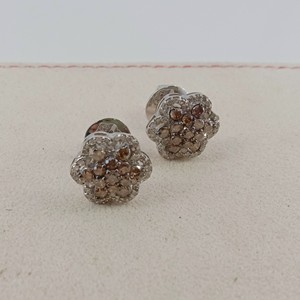 1.08 Cttw Round Cut White & Brown Natural Diamond Stud <b>Earrings</b> for Women in 925 Sterling <b>Silver</b>, Push <b>Back</b>, Prong Setting - Product Image 2