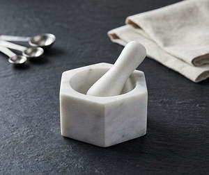 White Marble Hexagon Mortar Pestle Set Heavy Duty Manual Spice <b>Herb</b> Garlic <b>Grinder</b> Kitchen Use - Product Image 4