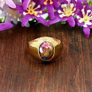 Vintage 925 <b>Silver</b> Pink Oyster Gemstone Oval Shape Fine <b>Ring</b> 18K Gold Vermeil <b>Signet</b> <b>Ring</b> Fine Jewelry For <b>Men</b> Everyday Wear - Product Image 6