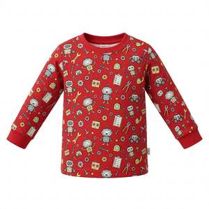 <b>Orange</b> Long Sleeve <b>T</b>-<b>Shirt</b> For Boys With Construction Vehicles Print 100% Cotton Casual Round Neck Cartoon Design <b>T</b> <b>Shirt</b> - Product Image 2